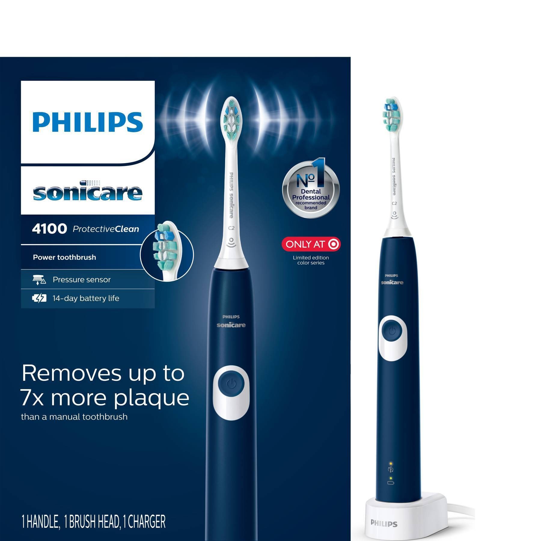 slide 1 of 6, Philips Sonicare Protective Clean 4100 Plaque Control Rechargeable Electric Toothbrush - HX6810/50, 1 ct