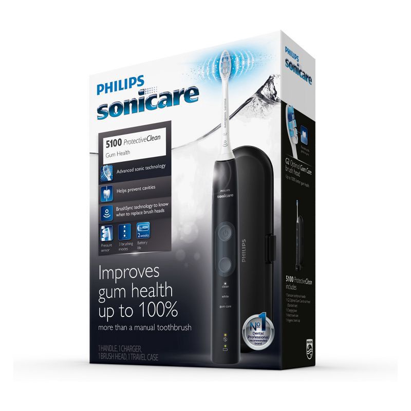 slide 1 of 7, Philips Sonicare ProtectiveClean 5100 Gum Health Rechargeable Electric Toothbrush - HX6850/60 - Black, 1 ct