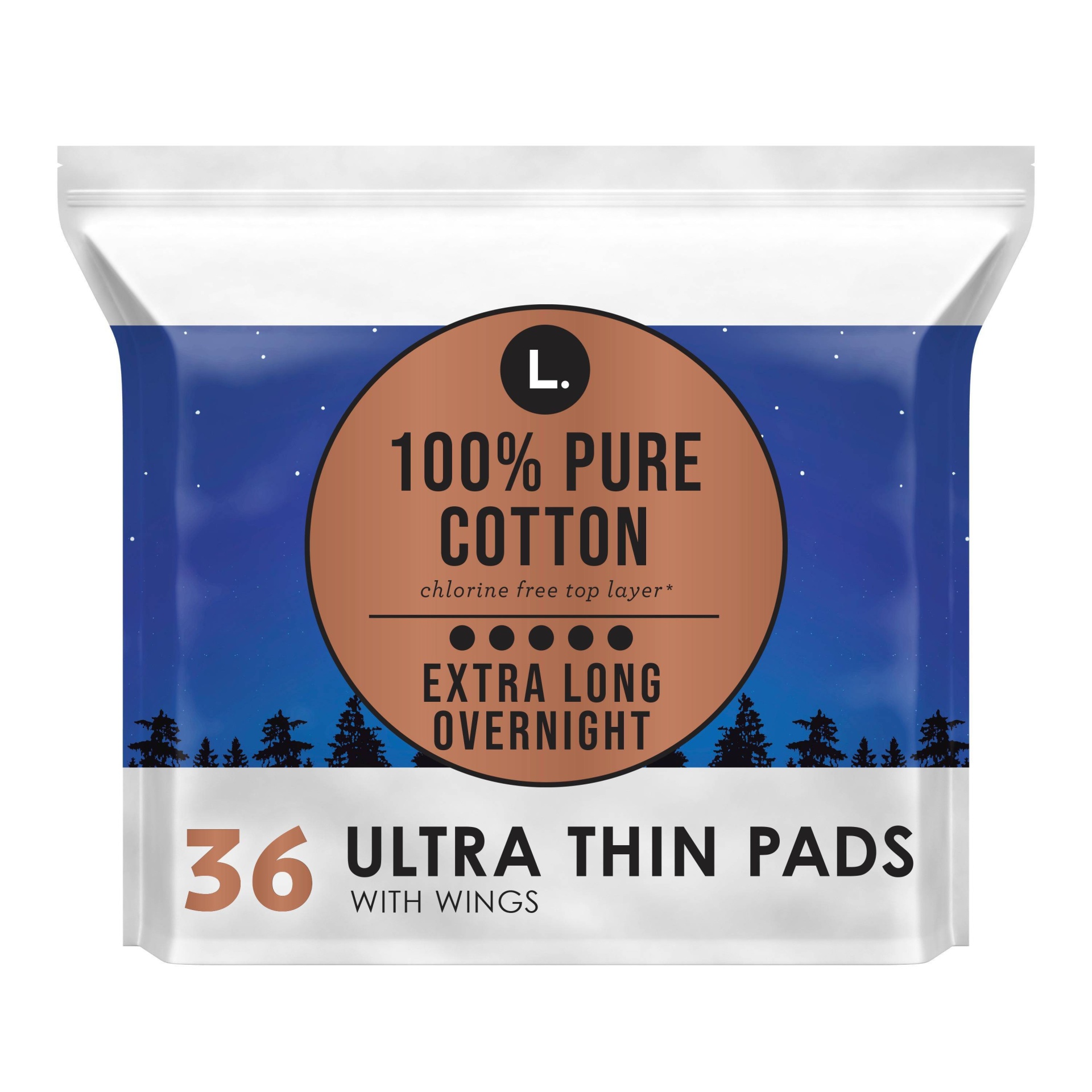 slide 1 of 8, L . Organic Cotton Topsheet Ultra Thin Overnight Absorbency Pads - 36ct, 36 ct