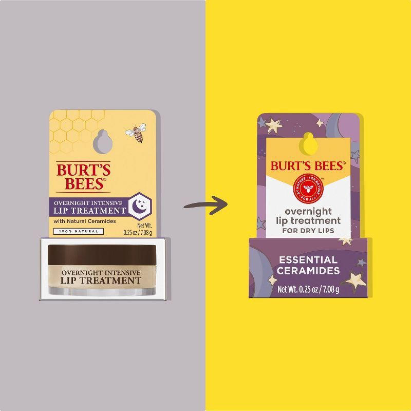 slide 3 of 12, Burt's Bees Natural Overnight Intensive Lip Treatment - Ultra-Conditioning Lip Care - 0.25oz, 0.25 oz