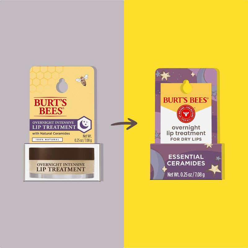 slide 3 of 16, Burt's Bees Natural Overnight Intensive Lip Treatment - Ultra-Conditioning Lip Care - 0.25oz, 0.25 oz