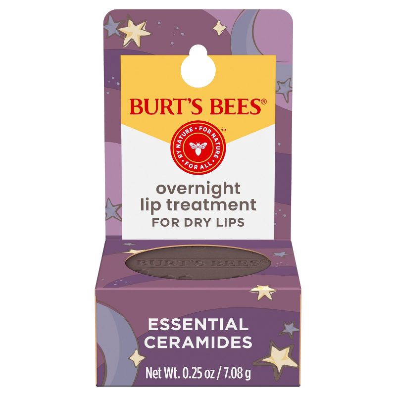 slide 1 of 12, Burt's Bees Natural Overnight Intensive Lip Treatment - Ultra-Conditioning Lip Care - 0.25oz, 0.25 oz