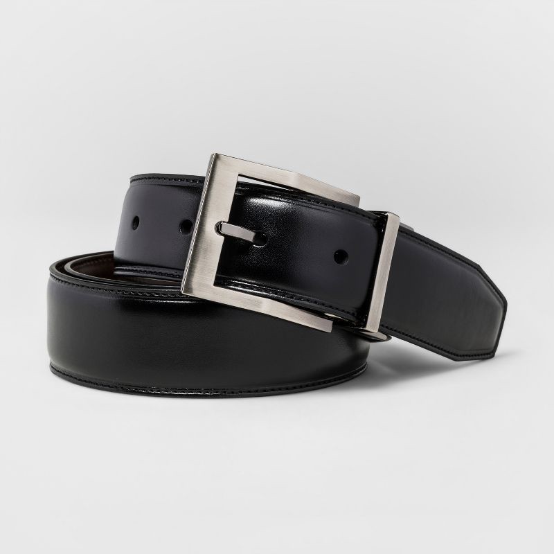 slide 1 of 4, Men's SWISSGEAR Reversible Contemporary Buckle Belt - Black/Brown XL, 1 ct