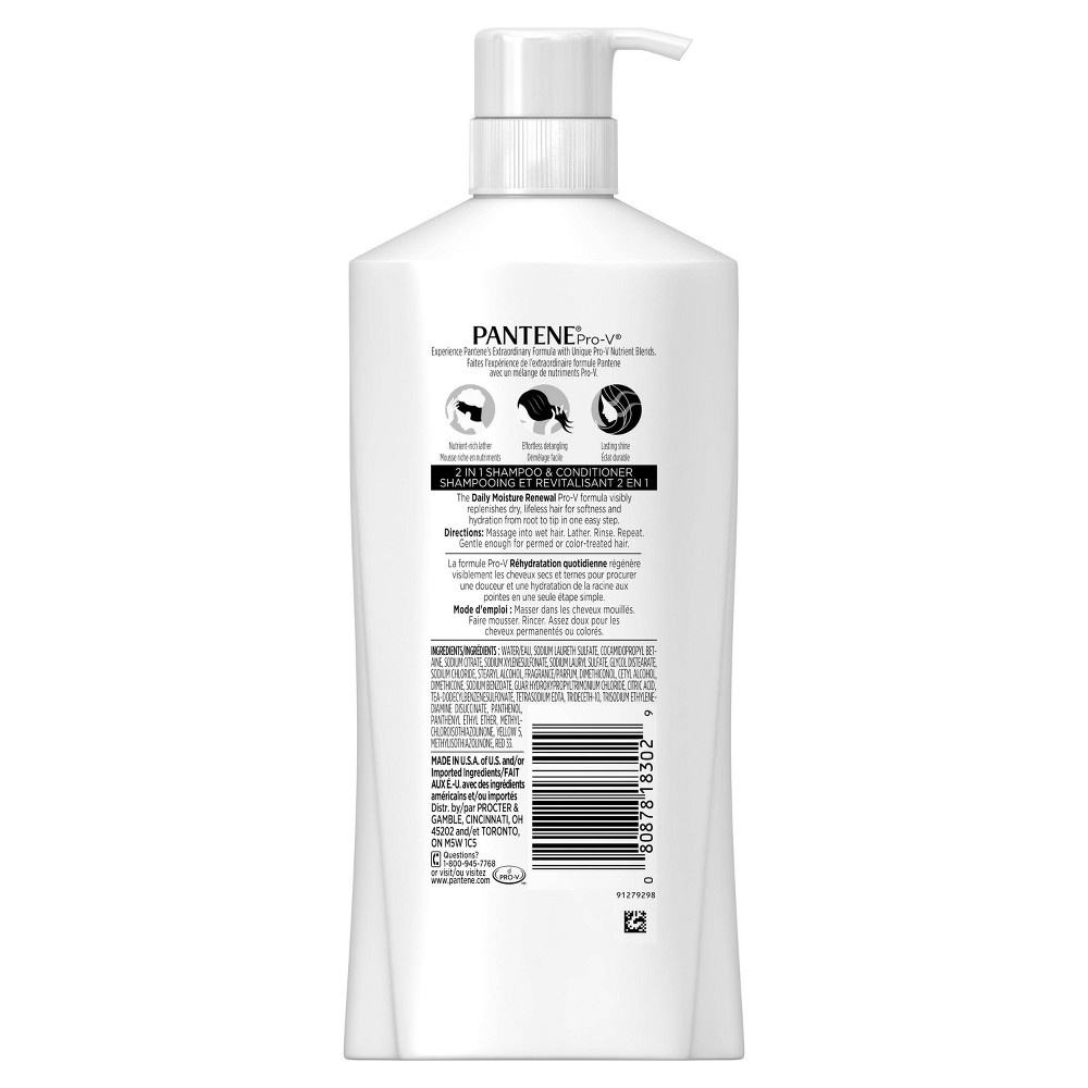 slide 2 of 3, Pantene Pro-V Daily Moisture Renewal 2 in 1 Shampoo & Conditioner, 25 fl oz
