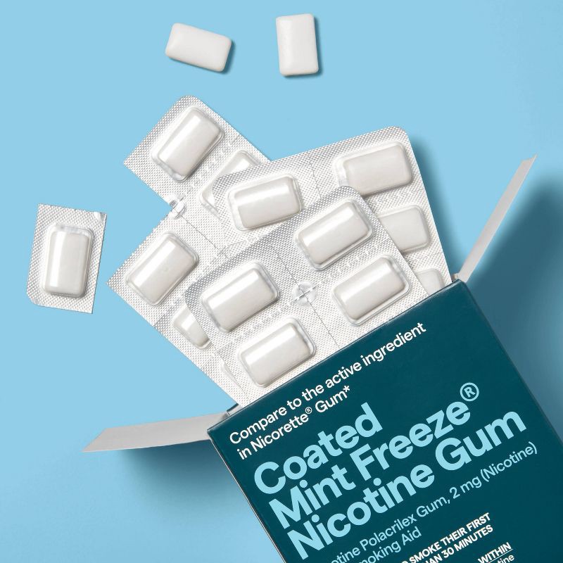 slide 2 of 3, Coated Nicotine 2mg Gum Stop Smoking Aid - Mint Freeze - 100ct - up&up™, 