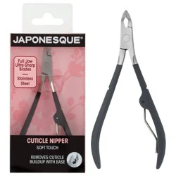 JAPONESQUE Cuticle Nipper Soft Touch: Stainless Steel, Nail Care, Includes Cuticle Clipper