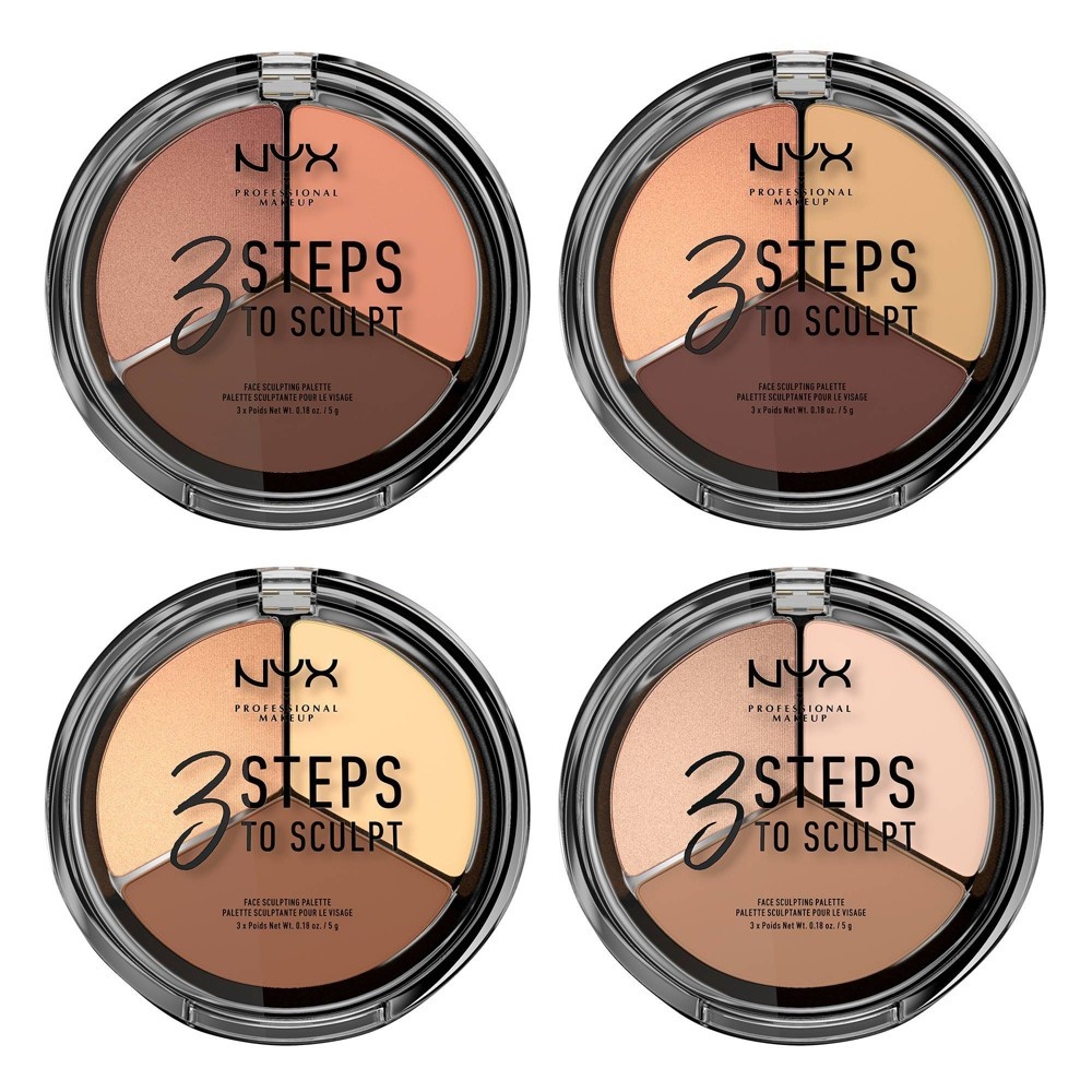 slide 4 of 5, NYX Professional Makeup 3 Steps to Sculpt Face Sculpting Pressed Powder Palette - Fair - 0.54oz, 0.54 oz