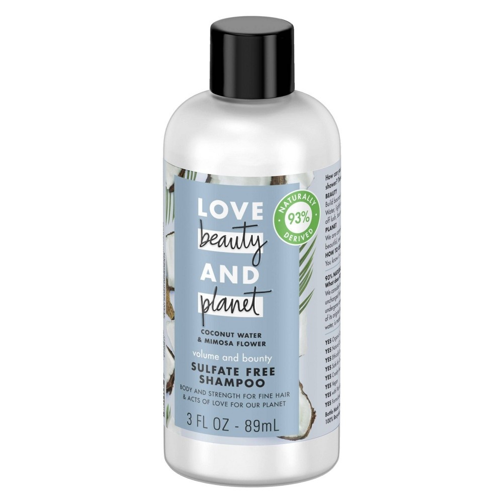 slide 3 of 6, Love Beauty and Planet Love Beauty & Planet Coconut Water & Mimosa Flower Volume and Bounty Shampoo Travel Size, 3 fl oz