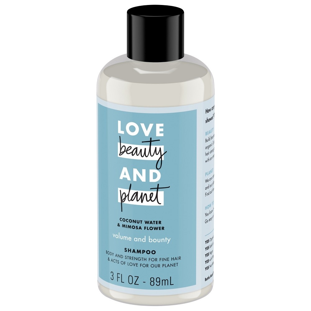 slide 5 of 6, Love Beauty and Planet Love Beauty & Planet Coconut Water & Mimosa Flower Volume and Bounty Shampoo Travel Size, 3 fl oz