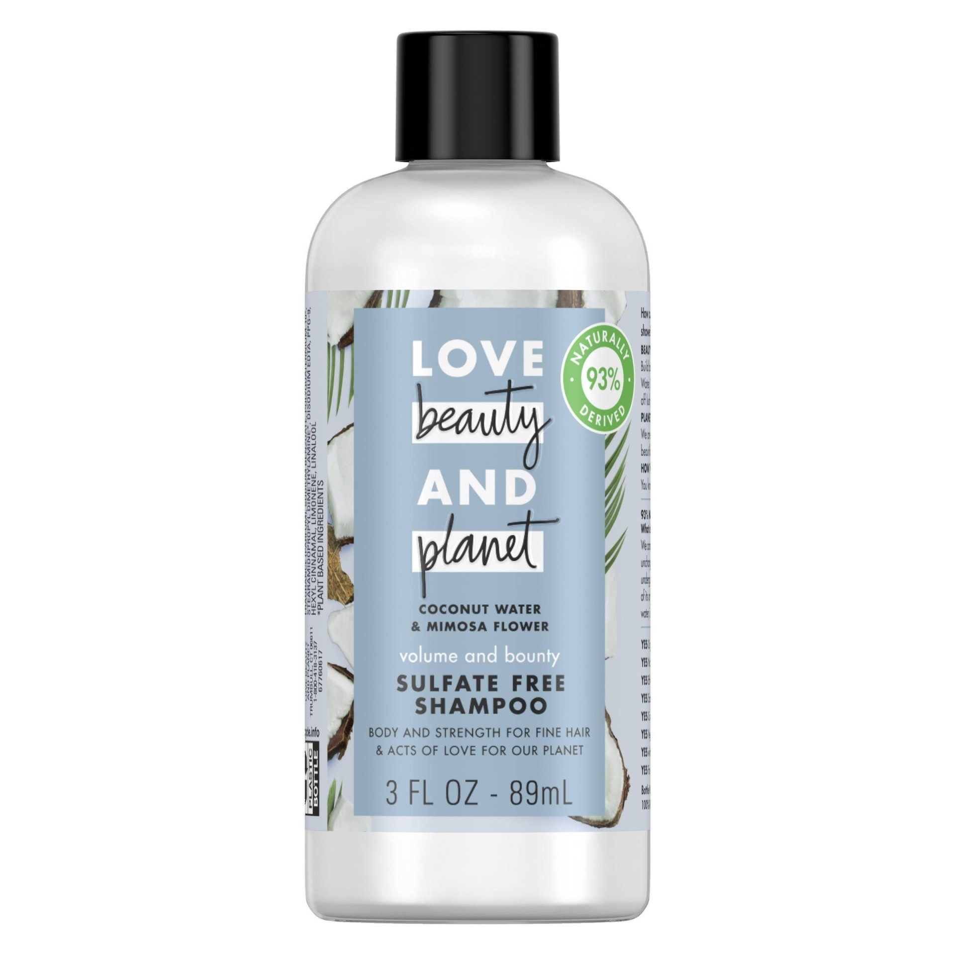 slide 1 of 6, Love Beauty and Planet Love Beauty & Planet Coconut Water & Mimosa Flower Volume and Bounty Shampoo Travel Size, 3 fl oz