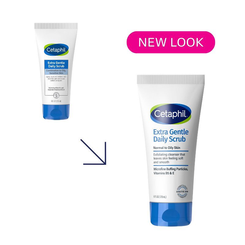 slide 4 of 6, Cetaphil Extra Gentle Exfoliating Face Wash Daily Scrub - 6 fl oz, 6 fl oz