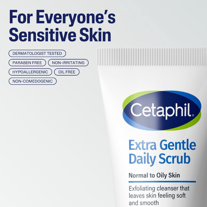 slide 6 of 6, Cetaphil Extra Gentle Exfoliating Face Wash Daily Scrub - 6 fl oz, 6 fl oz