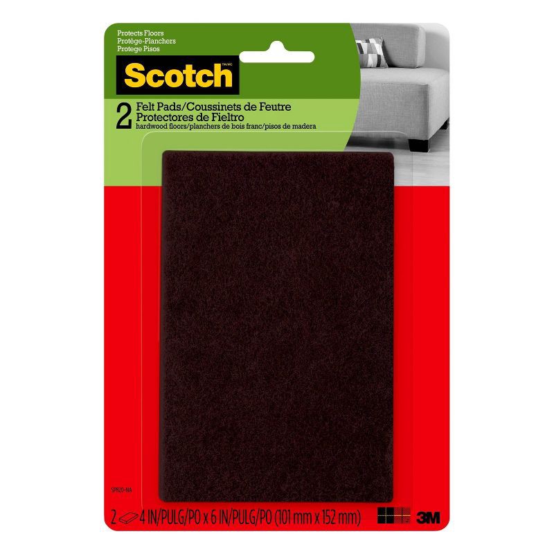 slide 2 of 4, Scotch 2pk Felt Pads Brown, 2 ct