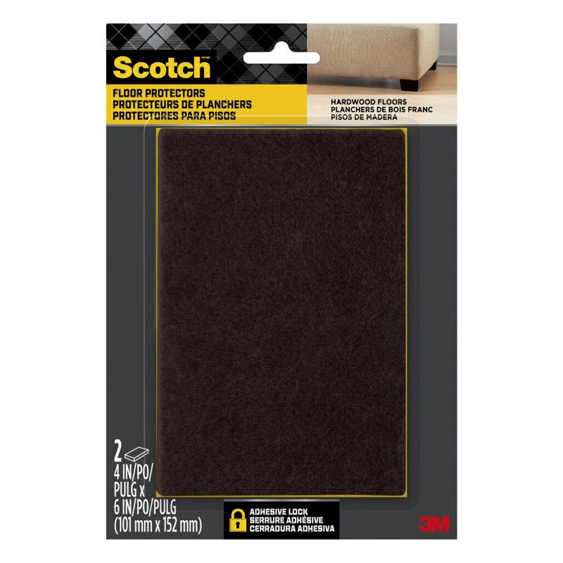 slide 1 of 4, Scotch 2pk Felt Pads Brown, 2 ct