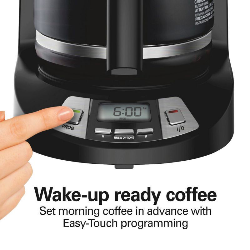 slide 2 of 9, Hamilton Beach 12 Cup Programmable Coffee Maker - Black - 46290: Drip Coffee Machine, Nonstick Hot Plate, Brew Pause, 1 ct