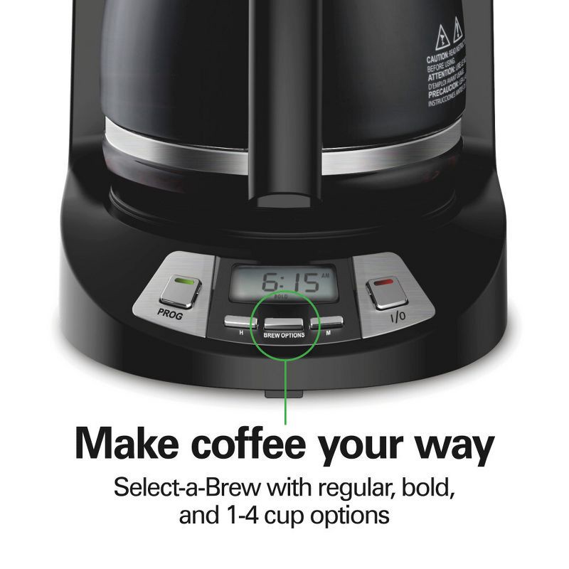 slide 4 of 9, Hamilton Beach 12 Cup Programmable Coffee Maker - Black - 46290: Drip Coffee Machine, Nonstick Hot Plate, Brew Pause, 1 ct