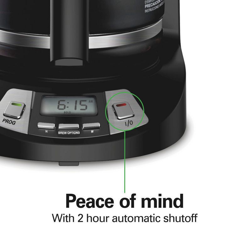 slide 5 of 9, Hamilton Beach 12 Cup Programmable Coffee Maker - Black - 46290: Drip Coffee Machine, Nonstick Hot Plate, Brew Pause, 1 ct