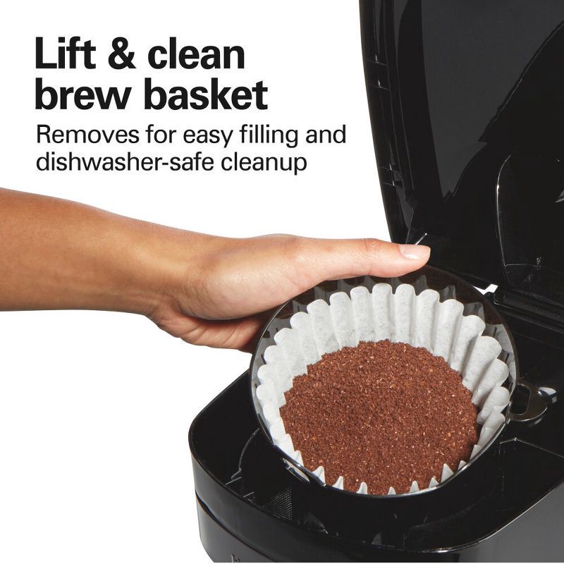 slide 7 of 9, Hamilton Beach 12 Cup Programmable Coffee Maker - Black - 46290: Drip Coffee Machine, Nonstick Hot Plate, Brew Pause, 1 ct
