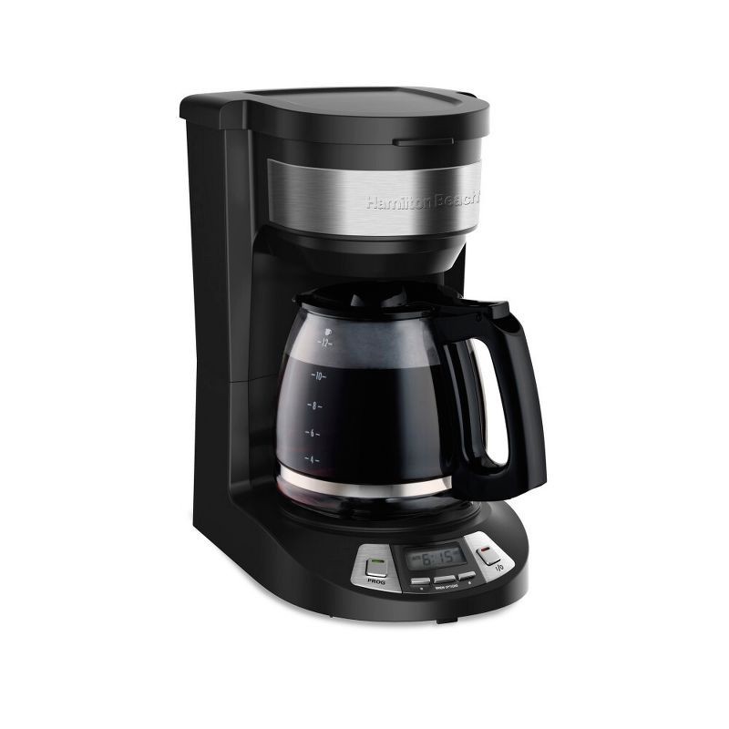 slide 1 of 9, Hamilton Beach 12 Cup Programmable Coffee Maker - Black - 46290: Drip Coffee Machine, Nonstick Hot Plate, Brew Pause, 1 ct