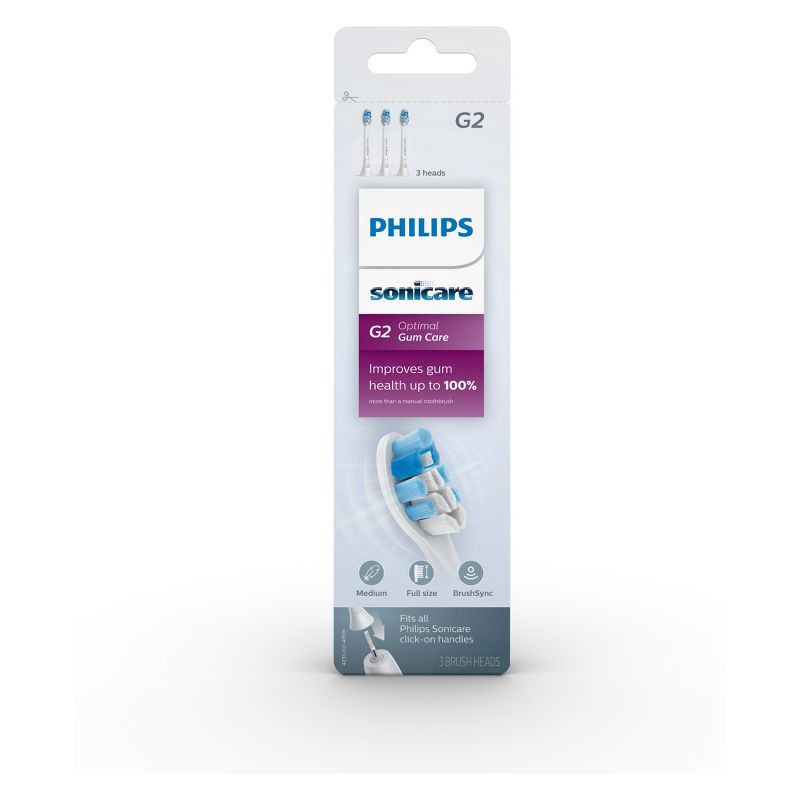slide 6 of 7, Philips Sonicare Optimal Gum Health Replacement Electric Toothbrush Head - HX9033/65 - White - 3ct, 3 ct