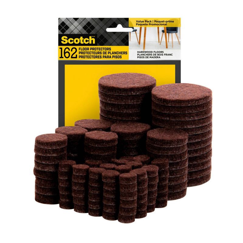 slide 1 of 9, Scotch 162pk Felt Pads Brown, 162 ct