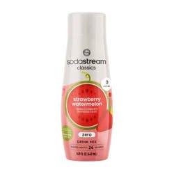 SodaStream Zero Strawberry Watermelon Sodamix - 14.9 fl oz: Soda Streamer Flavor Syrup, Liquid Concentrate, Plastic Bottle