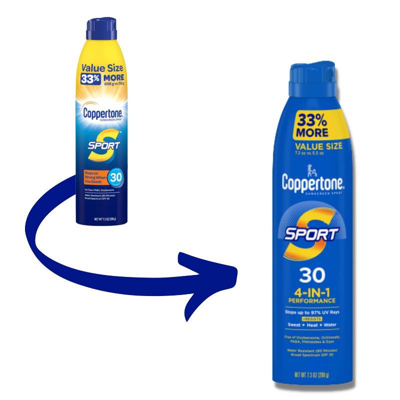 slide 2 of 6, Coppertone Sport Sunscreen Spray - SPF 30 - 7.3oz, 0 x 7.3 oz