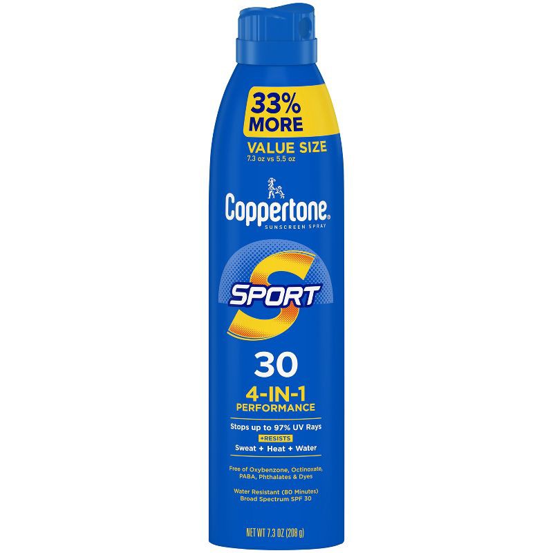 slide 1 of 6, Coppertone Sport Sunscreen Spray - SPF 30 - 7.3oz, 0 x 7.3 oz