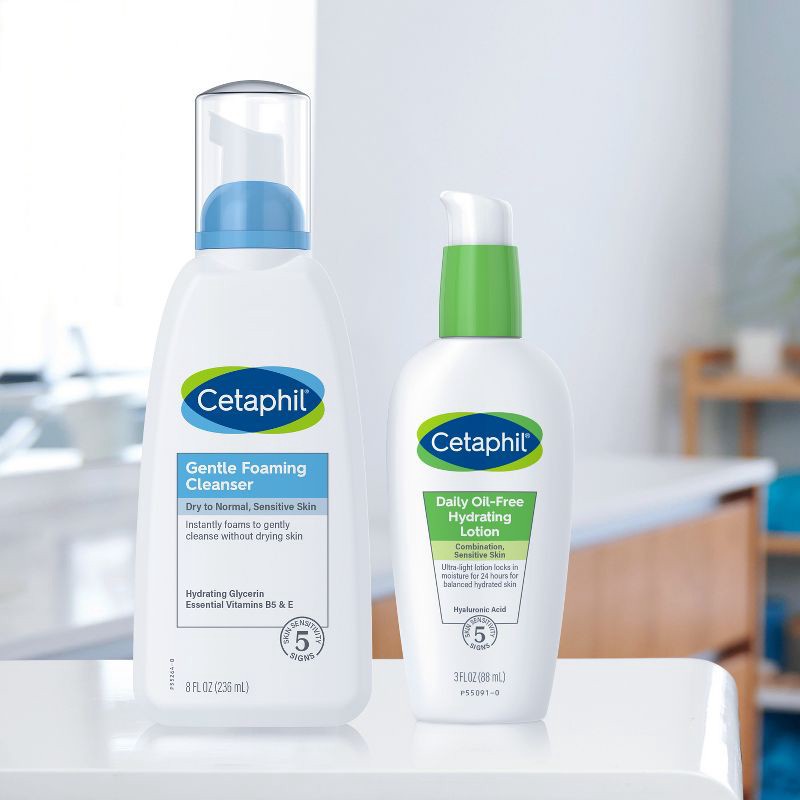 slide 4 of 6, Cetaphil Oil Free Gentle Foaming Facial Cleanser with Glycerin - 8 fl oz, 8 fl oz