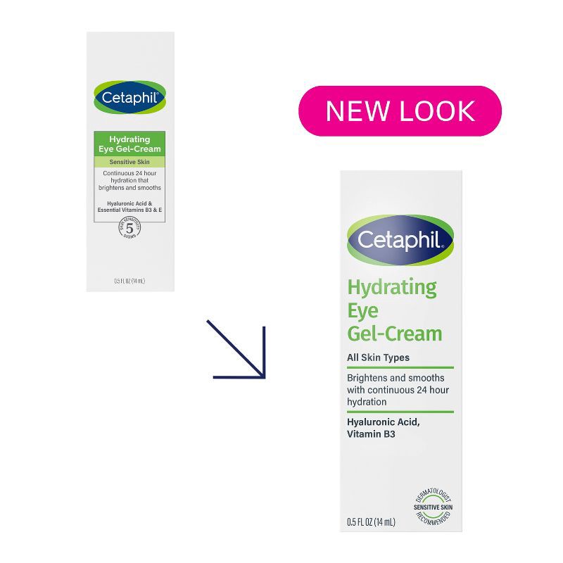 slide 3 of 14, Cetaphil Hydrating Eye Gel with Hyaluronic Acid - 0.5 fl oz​, 0.5 fl oz