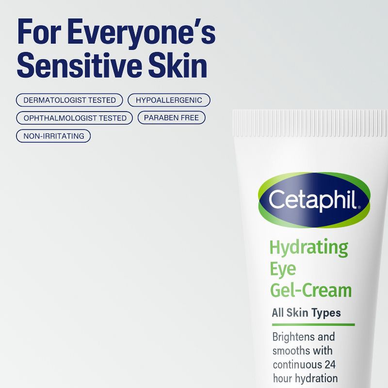 slide 8 of 14, Cetaphil Hydrating Eye Gel with Hyaluronic Acid - 0.5 fl oz​, 0.5 fl oz
