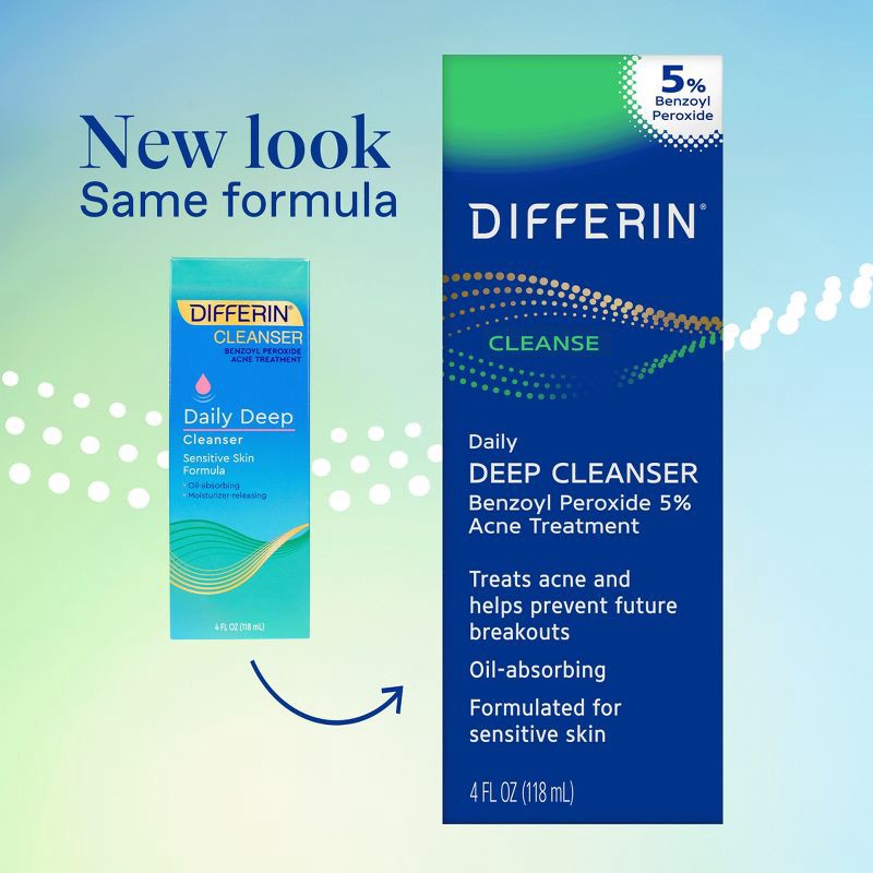 slide 3 of 7, Differin Daily Acne Face Wash Cleanser with Benzoyl Peroxide - 4 fl oz, 4 fl oz