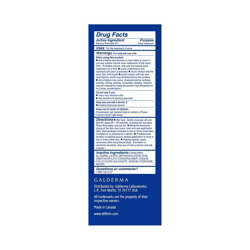 slide 6 of 7, Differin Daily Acne Face Wash Cleanser with Benzoyl Peroxide - 4 fl oz, 4 fl oz