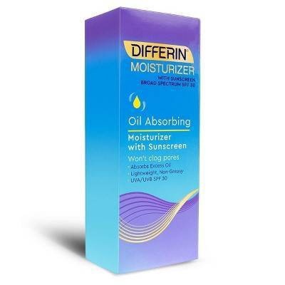 slide 1 of 4, Differin Oil Absorbing Moisturizer with Sunscreen, Broad-Spectrum UVA/UVB SPF, 30 x 4 oz