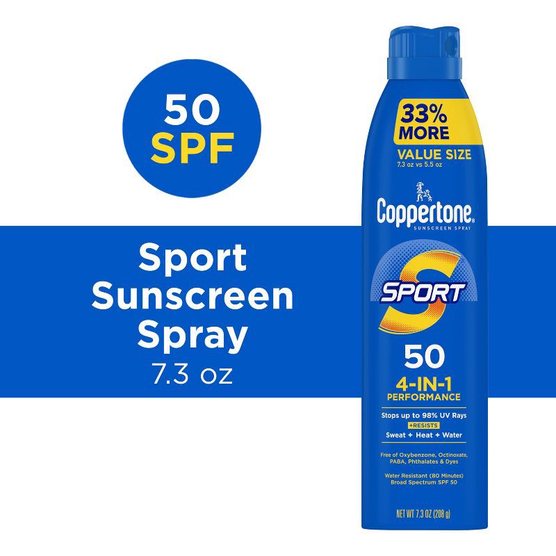 slide 2 of 13, Coppertone Sport Sunscreen Spray - SPF 50 - 7.3oz Value Size, 50 ct; 7.3 oz