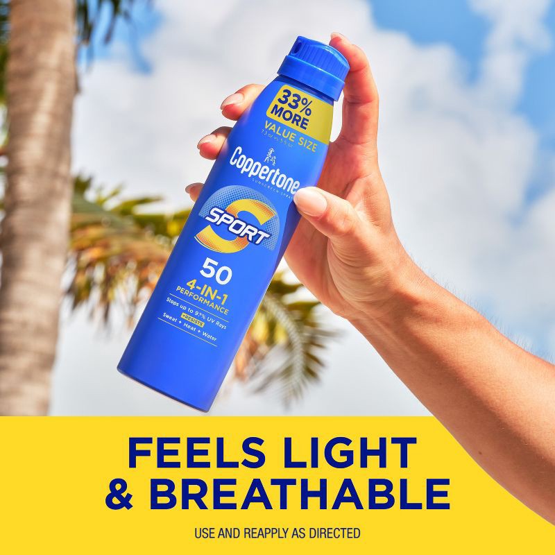 slide 9 of 13, Coppertone Sport Sunscreen Spray - SPF 50 - 7.3oz Value Size, 50 ct; 7.3 oz