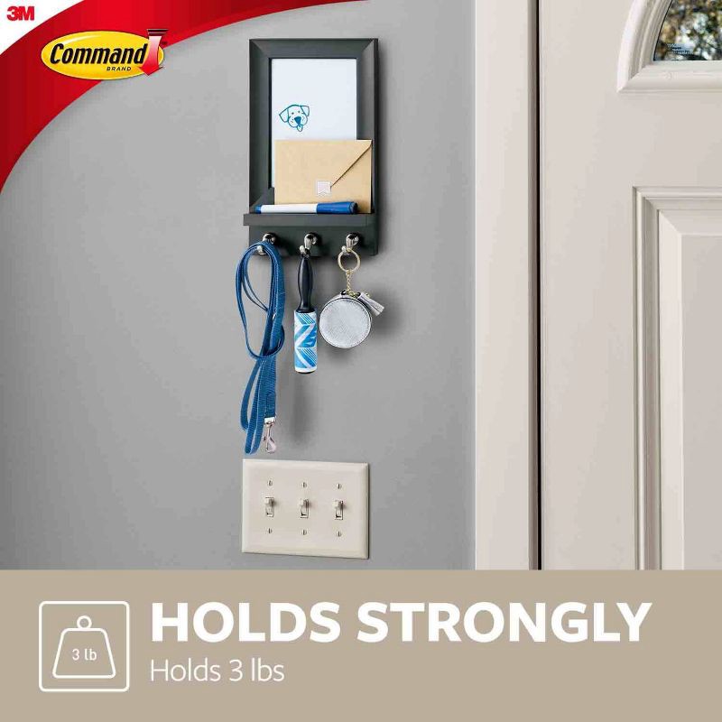 slide 3 of 12, Command Message Center Black: Wall Mounted Decorative Hook Rack for Keys & Coats, Plastic, Slate Finish, 1 Hook, 1 ct