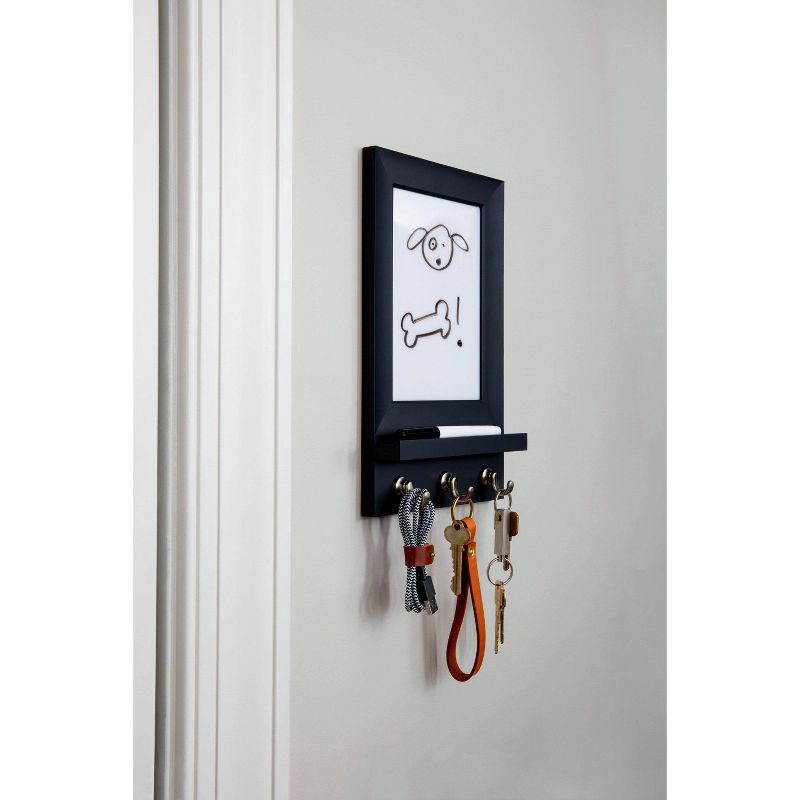 slide 12 of 13, Command Message Center Black: Wall Mounted Decorative Hook Rack for Keys & Coats, Plastic, Slate Finish, 1 Hook, 1 ct