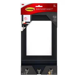 Command Message Center Black: Wall Mounted Decorative Hook Rack for Keys & Coats, Plastic, Slate Finish, 1 Hook