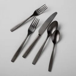 Hearth & Hand with Magnolia 5pc Matte Finish Flatware Set Black - Hearth & Hand™ with Magnolia