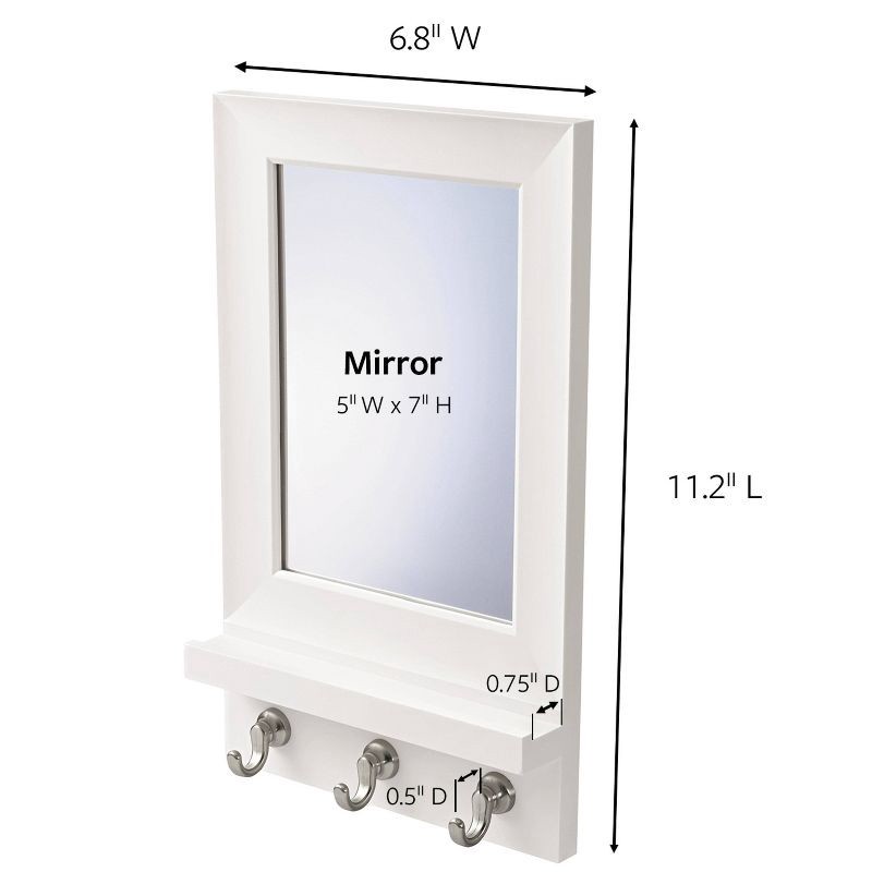 slide 8 of 11, Command Mirror Organizer White: Wall Mounted Decorative Hook Rack with Command Strips, Off-White, 11.22" Length, 1 ct