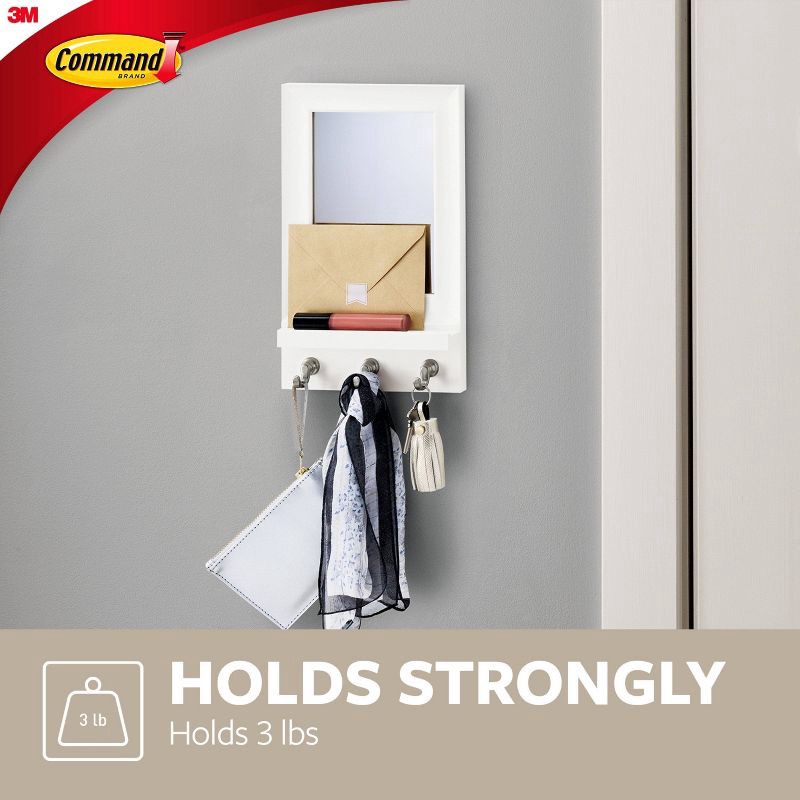 slide 2 of 11, Command Mirror Organizer White: Wall Mounted Decorative Hook Rack with Command Strips, Off-White, 11.22" Length, 1 ct