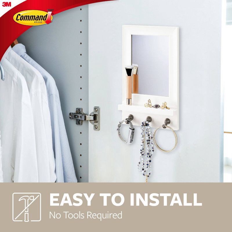 slide 3 of 11, Command Mirror Organizer White: Wall Mounted Decorative Hook Rack with Command Strips, Off-White, 11.22" Length, 1 ct