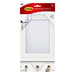 Command Mirror Organizer White: Wall Mounted Decorative Hook Rack with Command Strips, Off-White, 11.22" Length