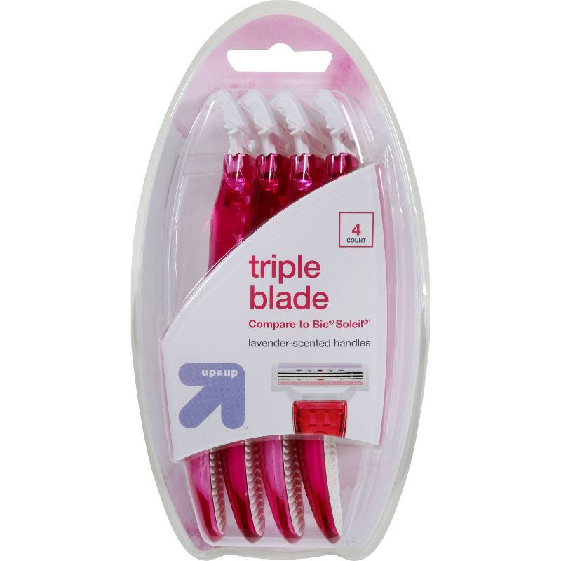 slide 1 of 7, Women's Triple Blade Disposable Razor 4ct - up&up™, 4 ct