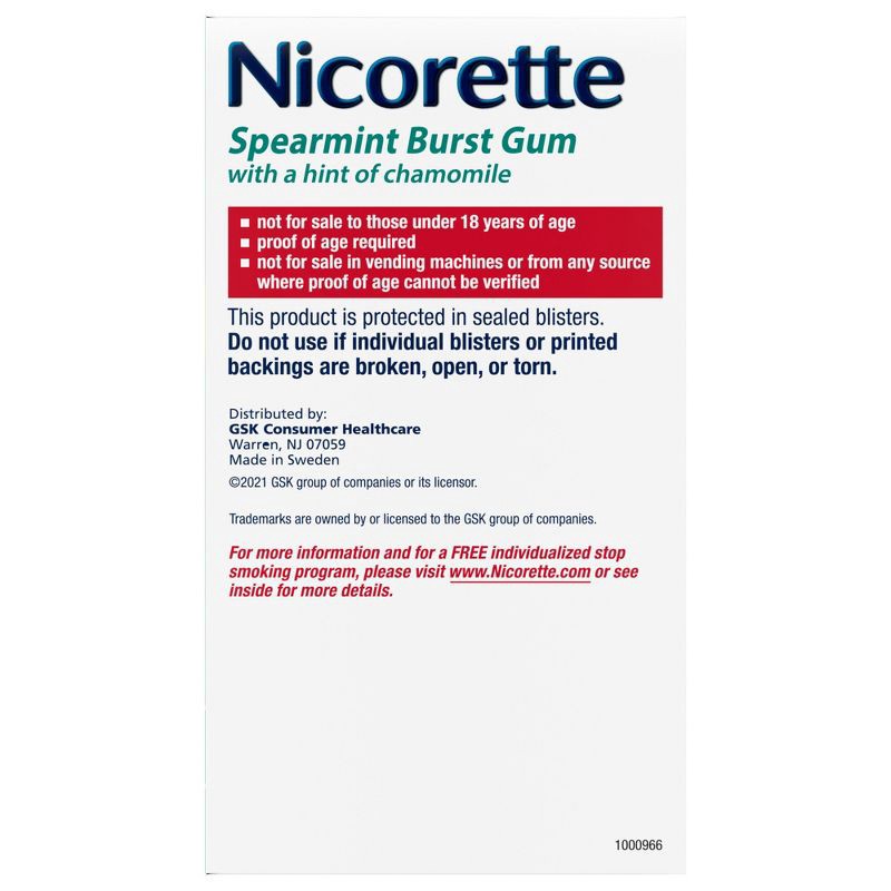 slide 9 of 9, Nicorette 2mg Stop Smoking Aid Nicotine Gum - Spearmint Burst - 160ct, 
