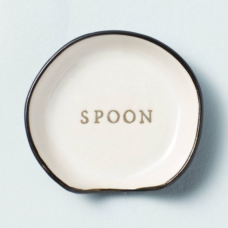 slide 1 of 1, Stoneware Spoon Rest Cream/Black - Hearth & Hand with Magnolia, 1 ct