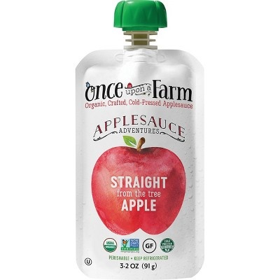 slide 1 of 1, Once Upon a Farm Straight from the Tree Organic Cold-Pressured Applesauce, 3.2 oz