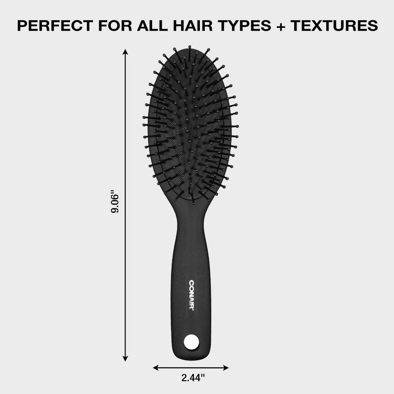 slide 4 of 5, CONAIRMAN Cushion Nylon Bristle Hair Brush - All Hair - Trial Size - Black, 1 ct