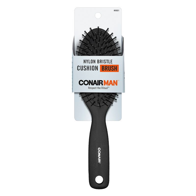 slide 1 of 4, CONAIRMAN Cushion Nylon Bristle Hair Brush - All Hair - Black, 1 ct